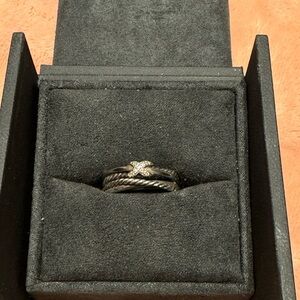David Yurman X Crossover Band Ring with Diamonds | Size 8